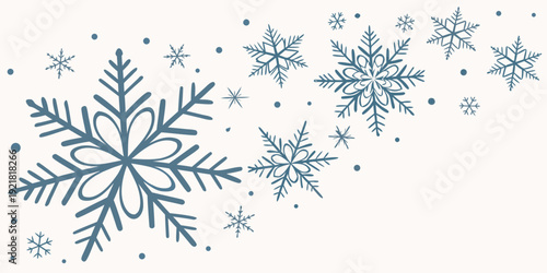 A beautiful illustration of various snowflakes and snowflake shapes.