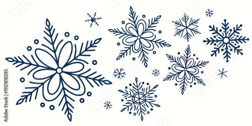 A beautiful collection of intricate snowflakes in various shapes and sizes