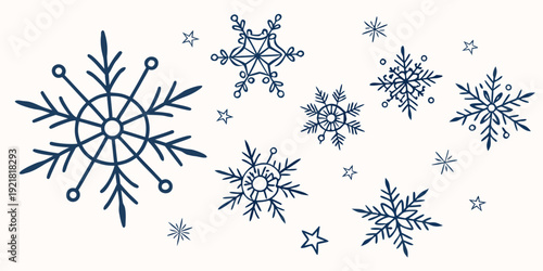 A beautiful collection of intricate snowflakes in various shapes and sizes