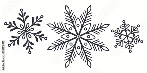 Intricate and delicate snowflakes with varying patterns and sizes