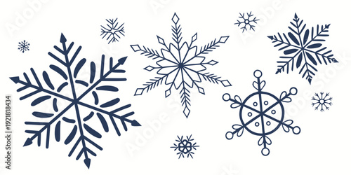 A collection of intricately designed snowflakes showcasing the beauty of winter
