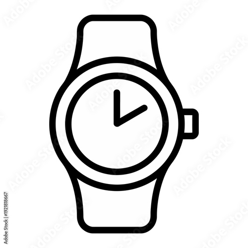 Minimalist black line drawing of wristwatch