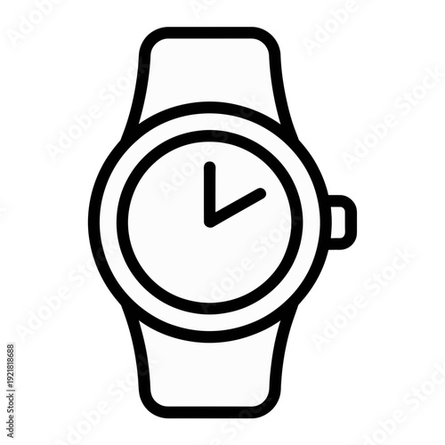 Minimalist black line drawing of wristwatch