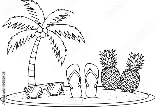 Tropical Summer Beach Vector Illustration