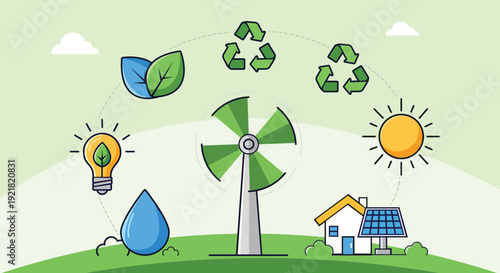 Eco friendly home with renewable energy sources