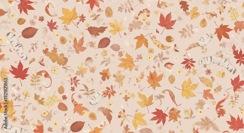 Autumn leaves seamless orange and yellow maple pattern background