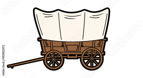 An antique wooden horse carriage with metal wheels is a vintage rural transport wagon isolated on a white background as a retro vector illustration for ancient travel design