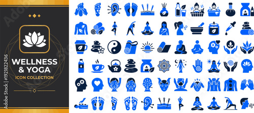 Wellness and Yoga Outline Vector Icons Set — Health, Fitness and Mindfulness Minimal Line Icons for Web and App UI
