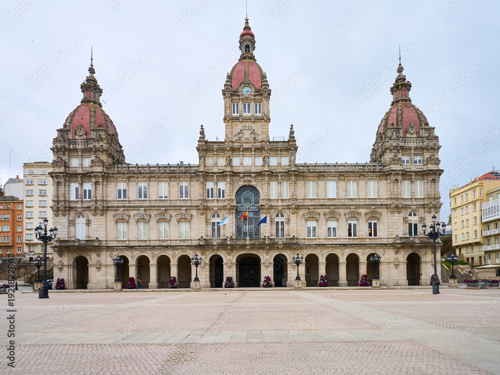Fototapeta premium Concello de A Coruña on a cloudy day
