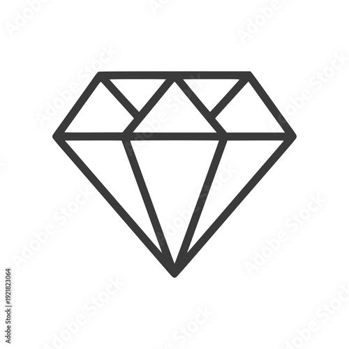 Minimal diamond icon representing luxury, gemstone brilliance, and premium quality. Clean geometric vector suitable for branding, jewelry themes, finance visuals, UI design, and modern digital product