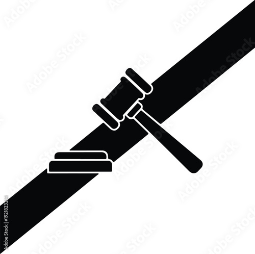 silhouette auction hammer and block symbolize justice law and court vector design