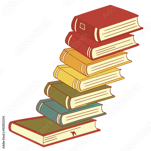 A stack of books in different colors Vector