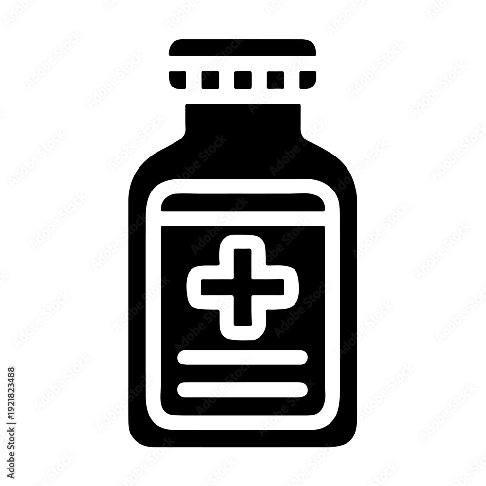 Fototapeta premium Pill Bottle Icon vector, Black silhouette icon vector 