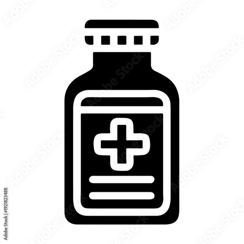 Pill Bottle Icon vector, Black silhouette icon vector
