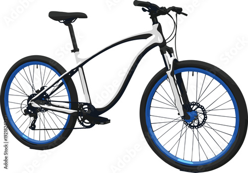 White and black bicycle with blue accents bike