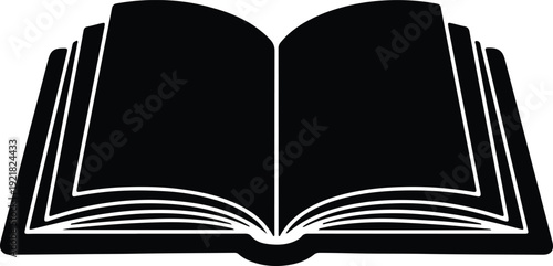 silhouette open book with pages fanned out vector design