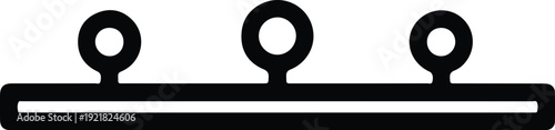silhouette row of three circular pegs on a horizontal bar vector design