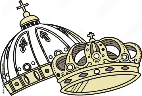 Highly detailed vatican papal tiara with gold ornaments and crown gold crown royal crown