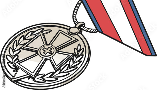 Vintage Slovak W I military medal with tricolor ribbon WWII