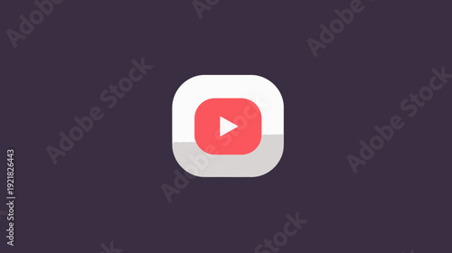 Minimalist flat design video play button icon on a dark background. Concept for online streaming, multimedia content, and digital media.