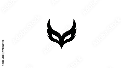 Minimalist Black Masquerade Eye Mask Silhouette Icon. Elegant Mystery and Disguise Symbol on White Background.