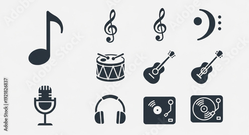 Collection of Music Icons and Symbols.