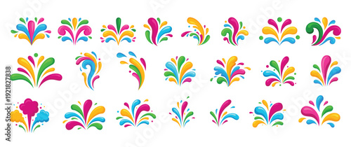 Colorful Holi Splash Elements Collection For Festive Design