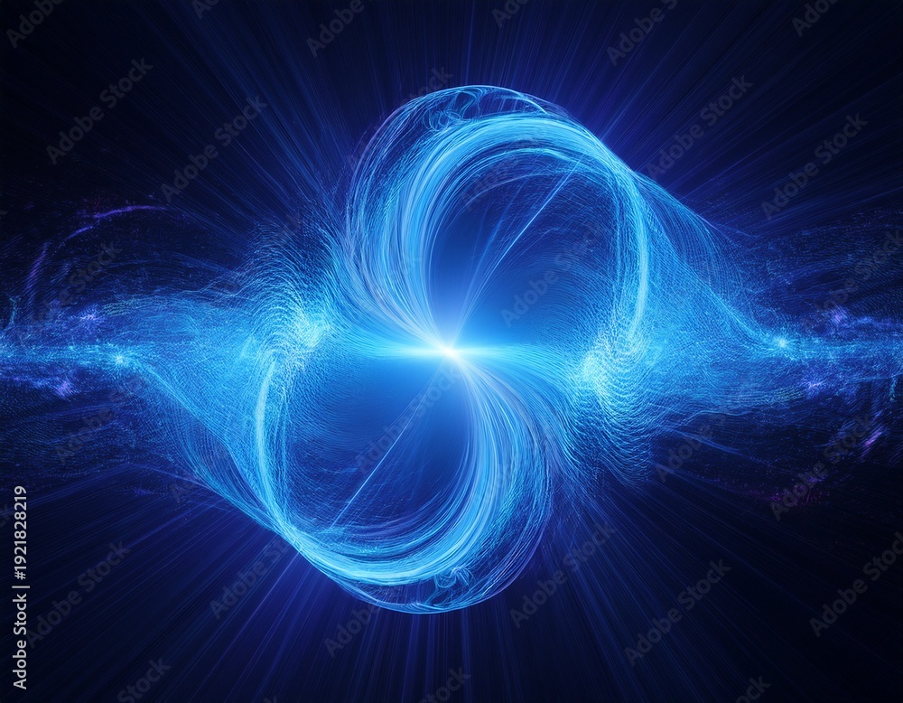Obraz premium electric blue flare with dynamic particle swirl 3d render
