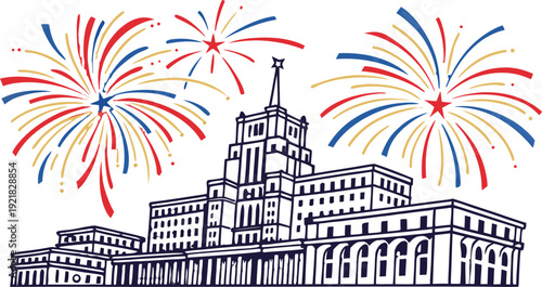 Romania Independence Day Palace of Culture Fireworks Display building