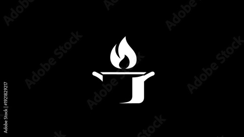 Elegant white torch flame symbol on a black background, representing knowledge, hope, education, and enlightenment.