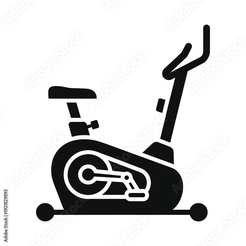 Black silhouette of an exercise bike on a isolated, ui elements