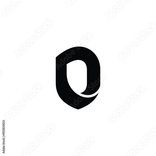 A stylized black letter Q illustration on a plain white background viewed from directly above