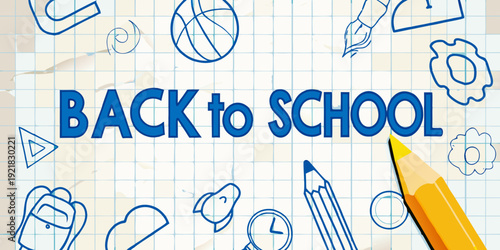 Back to school themed doodles and lettering on lined paper