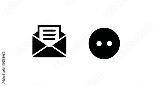 Email Message Envelope and More Options Ellipsis Icons. Modern UI/UX Elements for Web and Mobile App Interface Design