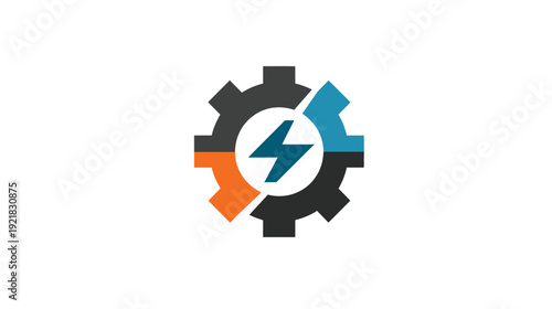 Modern Gear and Lightning Bolt Icon Representing Power, Energy, Technology, Settings, and Dynamic Solutions