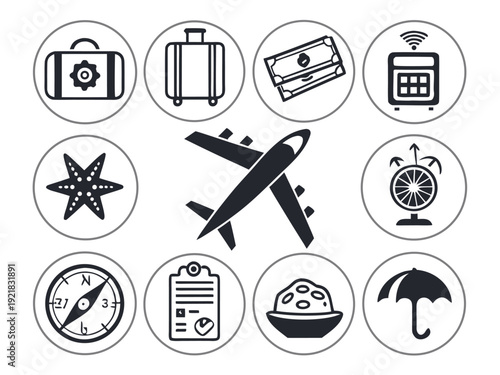 Travel and vacation icons for planning and adventure