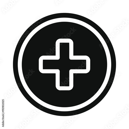 Black circle with white cross icon, ui elements