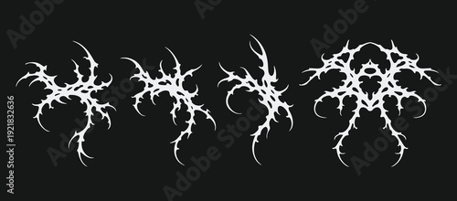 Neo Tribal Fire Abstract Vector Pack. Gothic Y2K Cyber Tribal Shapes. Edgy Graphic Elements for Modern Streetwear Design, Apparel Graphics, and Dark Tattoo Art. Black Abstract Sigilism Illustrations.