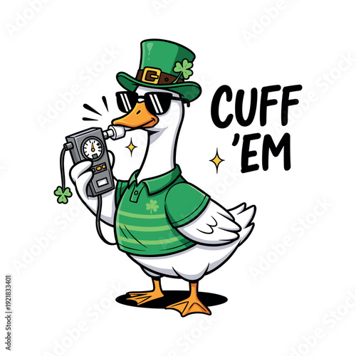 Funny St. Patrick's Day Duck Officer with Breathalyzer