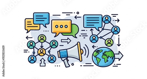 Digital Marketing and Communication Network Concept.