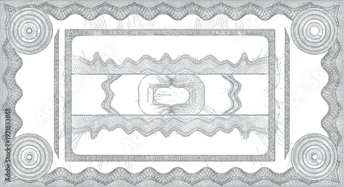 Guilloche Security Certificate Border Design with Decorative Vintage Frame Vector