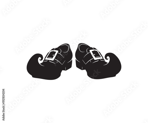 Stylish black shoes with decorative buckles and curly heels.