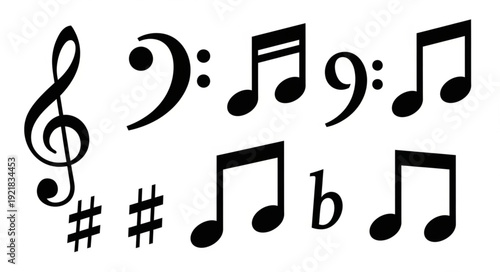 Musical Notes Symbols and Clefs Collection.