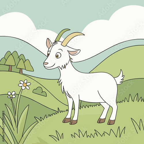 Two goats, one black and one light brown, are positioned together in a studio setting. The black goat is larger and slightly behind the brown goat, which is positioned slightly in front of it. Both go