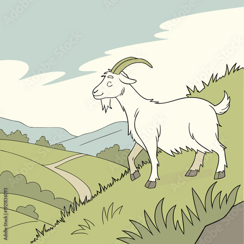 Two goats, one black and one light brown, are positioned together in a studio setting. The black goat is larger and slightly behind the brown goat, which is positioned slightly in front of it. Both go