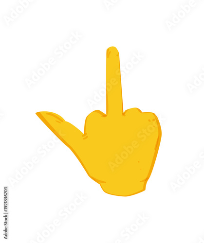 Vector illustration of a yellow hand with a middle finger up gesture.