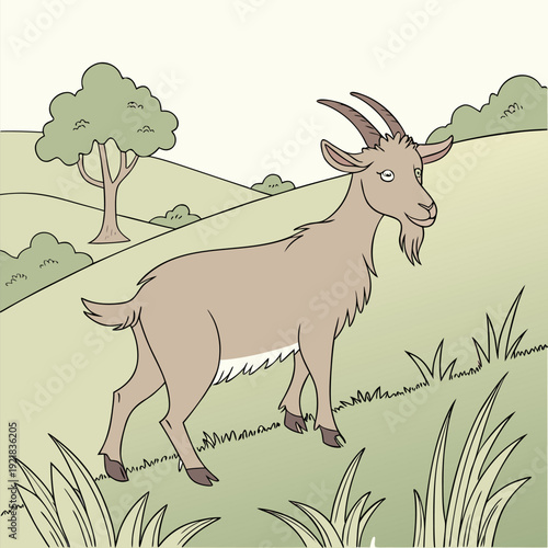 Two goats, one black and one light brown, are positioned together in a studio setting. The black goat is larger and slightly behind the brown goat, which is positioned slightly in front of it. Both go