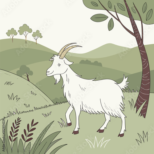 Two goats, one black and one light brown, are positioned together in a studio setting. The black goat is larger and slightly behind the brown goat, which is positioned slightly in front of it. Both go