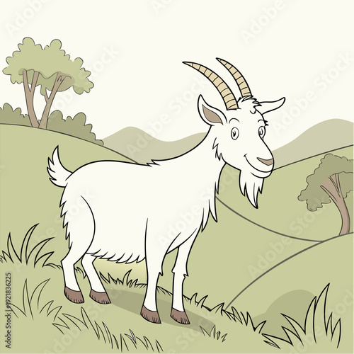 Two goats, one black and one light brown, are positioned together in a studio setting. The black goat is larger and slightly behind the brown goat, which is positioned slightly in front of it. Both go