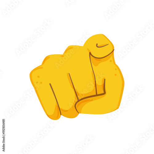 Vector illustration of a yellow hand pointing at the viewer.